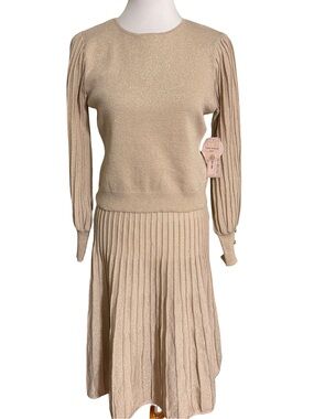Nanette Lepore Cream Knit Sweater Skirt Set